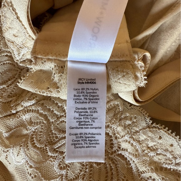 Morrow + Mint Organic Cotton Floral Lace Nursing Bra Beige - Picture 4 of 4